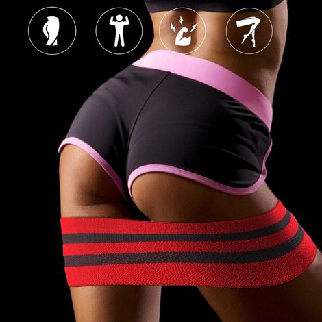 Sangle de résistance en latex pour exercices de fitness, squats, yoga et étirements - Renforcement musculaire des jambes et fessiers - Couleur rouge (1/5)