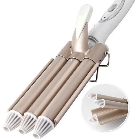 Fer à friser KEMEI 3 tubes, boucleur cheveux à ondulation œuf, outil de coiffage DIY pour boucles volumineuses, fer à boucler professionnel (1/5)