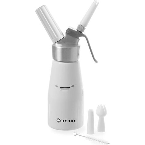 Sifone per panna montata N2O Kitchen Line SET + 3 beccucci 0,25L - Bianco - HENDI 588031 (1/5)