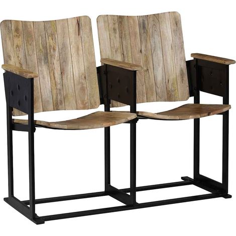 2-Sitzer-Bank Massivholz Mango und Stahl