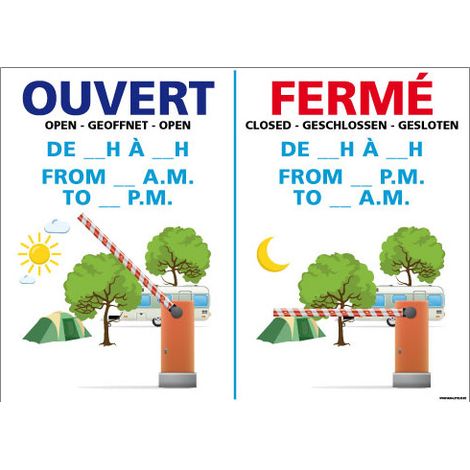 PANNEAU HORAIRES D'OUVERTURE (H0270) - Adhésif - 105 x 75 mm