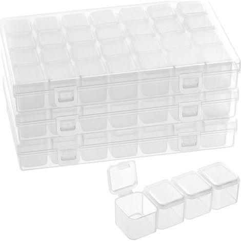 Lot de boîtes de rangement plastiques pour petits objets, 28 compartiments, organiseur de bureau et bricolage (1/5)
