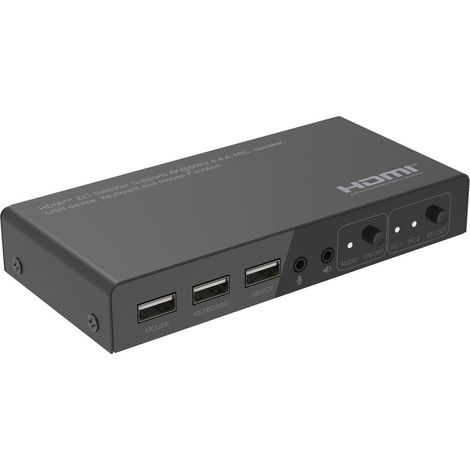 MicroConnect HDMI KVM-Switch 4K@60Hz, 2x1, 4:4:4, MC-HDMIKVM0201-4K