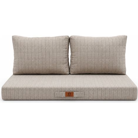 Ensemble Coussins Salon Jardin 100x50 Beige Chiné Noir - 1 Assise + 2 Dossiers (Premium 270g) (1/5)