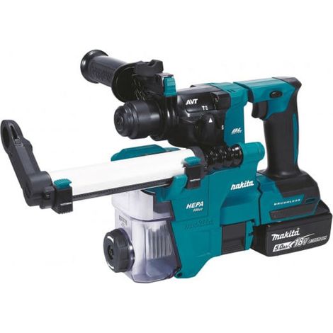 Trapano SDS+ senza spazzole 2x5Ah 18V LXT® MAKITA DHR183RTWJ + sistema di aspirazione + MAKPAC (1/2)