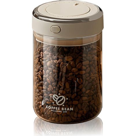 Kaffeedose aus Borosilikatglas, 1100 ml – Luftdichter Aufbewahrungsbehälter für Bohnen, Nüsse und Lebensmittel mit luftdichtem Deckel und Datumsanzeige