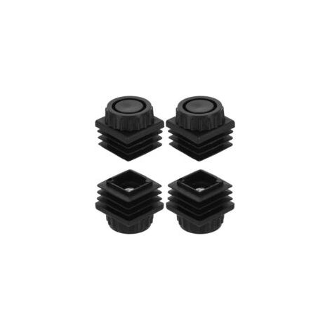 Lot de 4 pieds de nivellement réglables en plastique, M8 x 25 x 25 mm, pour pieds de meubles à filetage carré (tables, chaises et autres meubles), noir - Crezuo (1/4)
