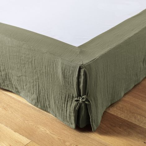 Cache-sommier gaze de coton 160 x 200 cm Gaia Romarin