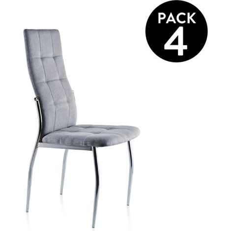 Pack 4 sillas Diana tapizado textil gris, 100 cm(alto)44 cm(ancho)57 cm(largo) (1/5)