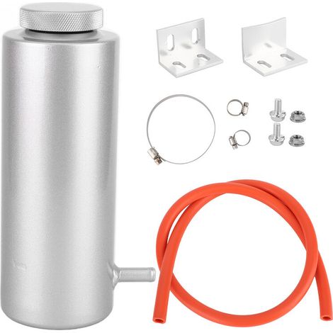 Kühlmittel-Ausgleichsbehälter aus Aluminium, 80 ml Überlaufbehälter, für Kraftfahrzeuge, universell, silber