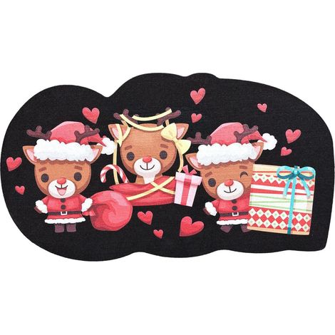 Paillasson de Noël en Caoutchouc Recyclé Demilune 40x70 Cm Moderne Tapis d'Entrée Antiderapant - C (1/4)