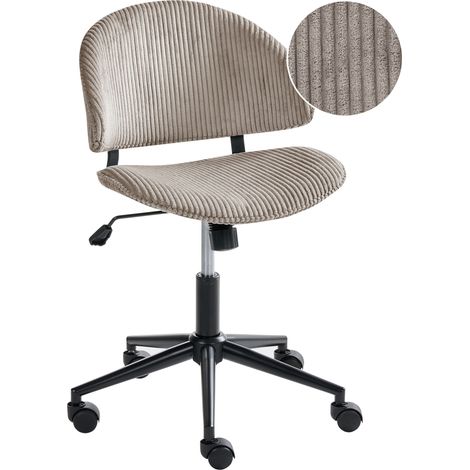 Silla de oficina giratoria ajustable escritorio con asiento y respaldo de pana gris pardo Kiana