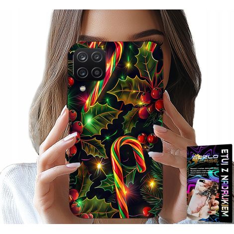 Custodia per Samsung Galaxy A22 5G - bastoncino di zucchero, vischio, albero di Natale + vetro (1/5)