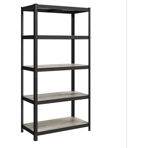 Estantería metálica resistente 200 x 100 x 50 cm 5 niveles carga total 875 kg (175 kg/nivel) estantería de almacenaje baldas regulables para garaje sótano negro 120005598