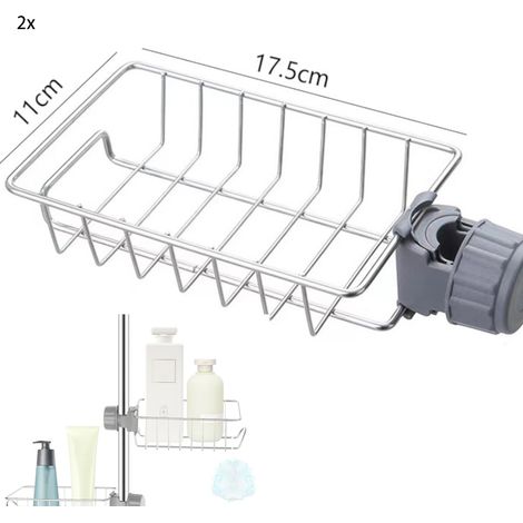 2x Étagère Douche Sans Percage Inox, Étagère Salle de Bain Télescopique Inoxydable, Tablette Support Douche, Porte Savon Barre Douche