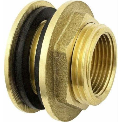 Raccord de cloison 3/4" (20/27) laiton/inox, 2 joints caoutchouc offerts, pour robinets, récup. eau pluie, réservoirs IBC (1/4)