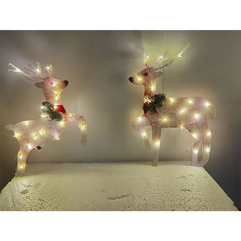 Décoration lumineuse de Noël : traîneau à cerfs, figurine d'élan, ornement pour jardin, cour, fête ou mariage. (1/5)