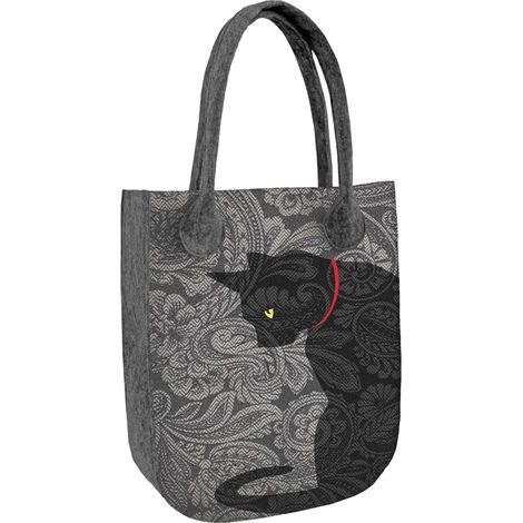Borsa shopper da donna in feltro City Gray, stampa Kleks, realizzata in feltro ecologico, con cerniera, adatta per formati A4, con capacità di carico fino a 10 kg, prodotta in Polonia da Arco Design. (1/5)
