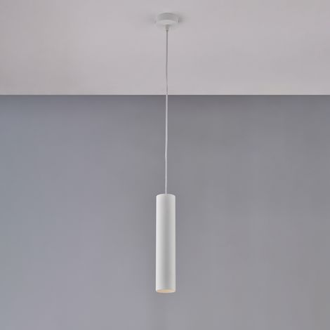 Sospensione in ferro laccato bianco GU10 con cavo elettrico regolabile 1 luce H.30 - MAX 100 - Ø8