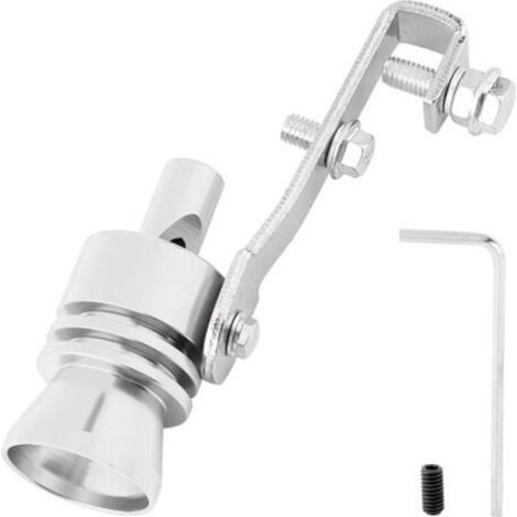 Tbest Sifflet Turbo Universel pour Tuyau de Voiture, en Alliage D'aluminium Haute Performance, Rehausseur de Son pour Automobile, ATV, SUV, Accessoires Automobiles, Noir, Rouge, Bleu, (SILVER) (1/5)