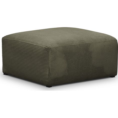 Pouf / repose-pieds modulable en velours côtelé vert kaki - Modulo (1/4)