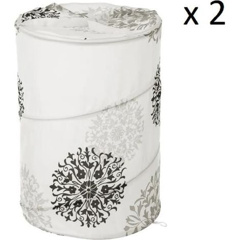 Corbeille de bain - JUANIO - Rond - Pliable - Motif mandala - Avec couvercle (1/3)
