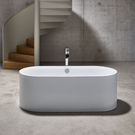Bette Lux Oval Silhouette Baignoire sur pieds, 180x80x45cm, 2 fonds inclinés, 3466CFXXS, Coloris: Blanc avec BetteGlasur Plus - 3466-000CFXXS,Plus