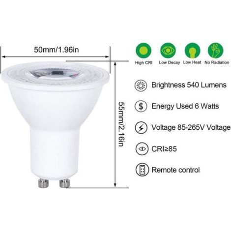 Ampoule LED GU10 Spot Ampoules 6W Changement De Couleur RGBW Dimmable Par Télécommande RGB Blanc Chaud RGB(3w), blanc AMPOULE PHARE (1/4)