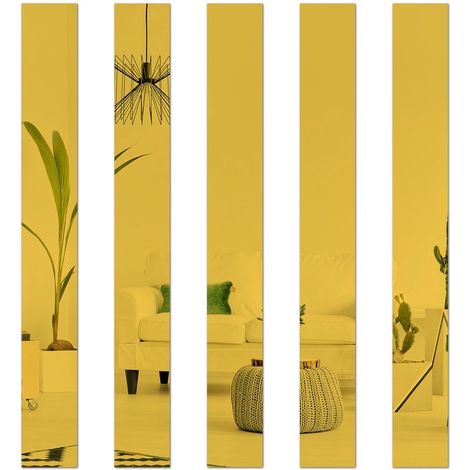 Lot de 20 stickers miroir muraux dorés 5 x 50 cm, miroir décoratif 3D moderne pour salon et chambre. (1/5)