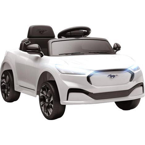 Voiture électrique enfant Ford Mustang Mach-E sous sous licence officielle 12 V télécommande 2,4 G 2 moteurs 92x55x44cm blanc
