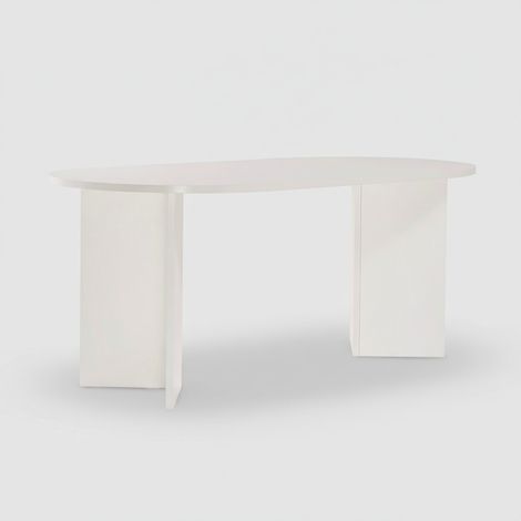 Mesa de comedor ovalada de melamina 180 cm Sablin - Blanco
