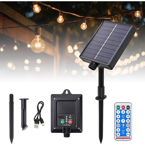 Panneau Solaire, 3,7 V 1200 MAh Panneau De Batterie, Kit De Commande De Pannea Solaire 8 Modes Avec Télécommande, Pour Guirlandes Lumineuses LED 24V (1/5)