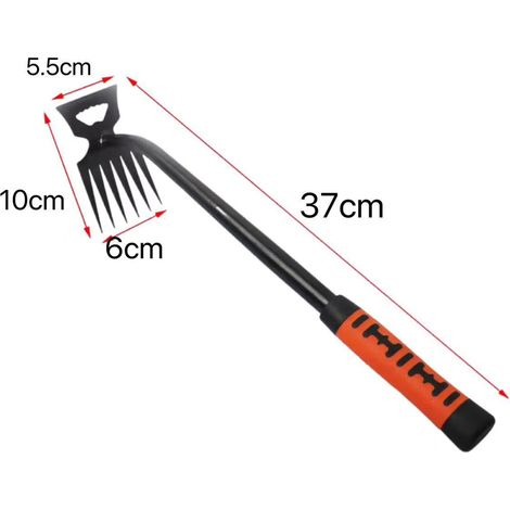 (1 pièce, 6 dents) Pelle à désherber en métal 2 en 1, râteau de jardin à double tête en acier inoxydable (1/5)