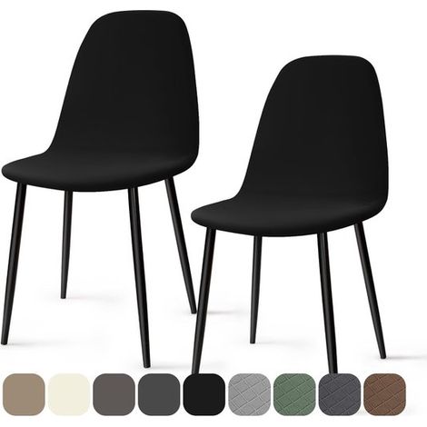Housses de chaise scandinaves, lot de 2, adaptées aux chaises de salle à manger, lavables, en tissu élastique, pour le salon, la cuisine et les chambres d'hôtel, noires (1/5)