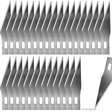 Lot de 120 lames de scalpel pour loisirs créatifs, scalpels, lames de rechange, couteaux de modélisme, couteaux de précision, scalpels en acier (1/5)
