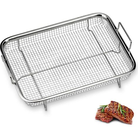1 Panier Grill Acier Inoxydable Rectangulaire 29 cm Poignée Cuisson Barbecue Four (1/5)