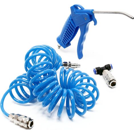 Wiltec Pistola di soffiaggio canna lunga ad aria compressa per pulizia a secco con tubo a spirale da 5 m (1/5)