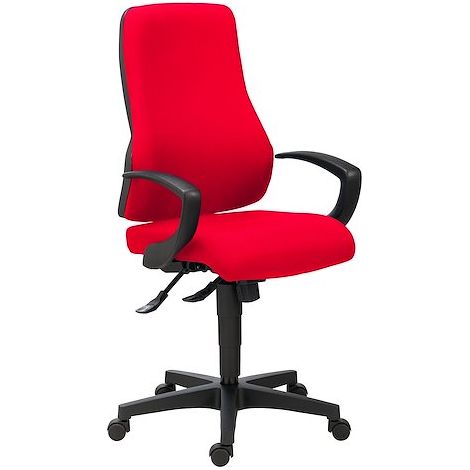 Chaise de bureau Top Point tissu - dossier haut avec accoudoirs fixes - mécanisme Synchrone - pieds noir - rouge - Maxiburo (1/5)
