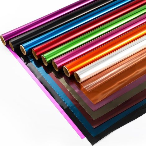 8 couleurs Papier d'emballage Transparent Rouleau Plastique Transparent Papier Cadeau Pour Fleuriste,Paniers Cadeaux, Bonbons, etc. (8 couleurs:43CM x 3M x 8 Volumes) (1/5)