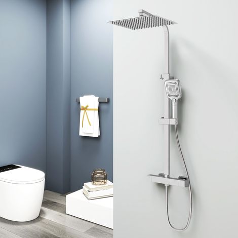 AICA Columna de Ducha Termost�tica 30x30cm Alcachofa Cuadrada Grande Ducha Lluvia