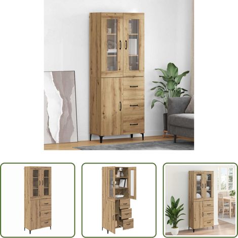 vidaXL Buffet mural - Haut Armoire Montage mural Chêne artisanal 69,5 x 34 x 180 cm (1/5)