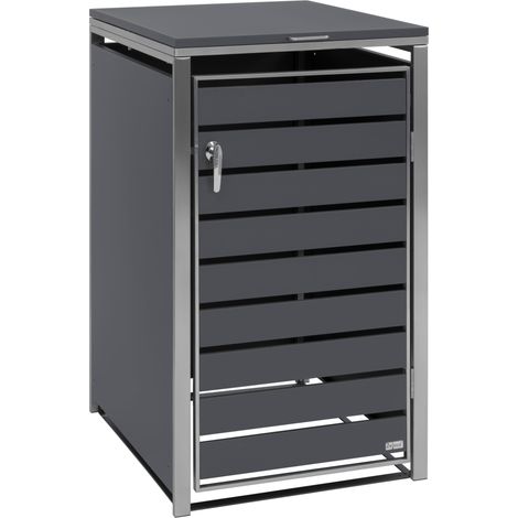 Zelsius Mülltonnenbox für eine Mülltonne  Anthrazit RAL 7016  Edelstahl  Müllbox, Müllhaus