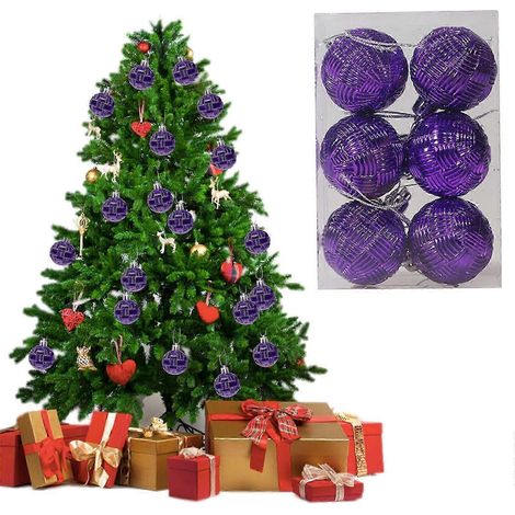 Lot de 6 boules de Noël tissées en plastique, décorations de Noël, accessoires pour sapin de Noël, ornements de fêtes (1/5)