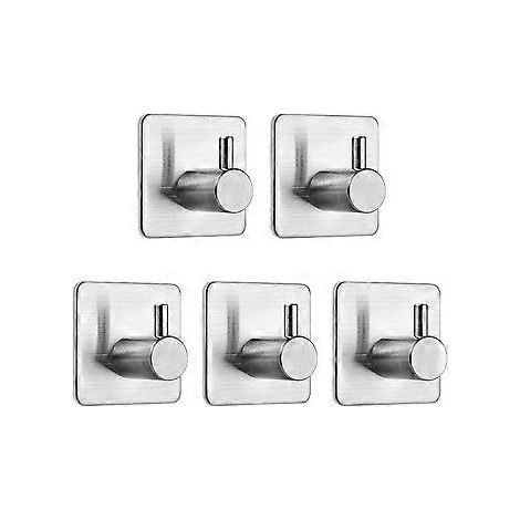 SZTXJ 5er-Pack selbstklebende Haken, Türhaken aus Edelstahl, Kleiderhaken, rostfreie und wasserdichte Klebehaken für Küche, Bad, Büro usw.