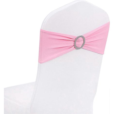Set mit 25 rosa Stuhlschleifen aus Spandex mit Schiebeschnalle für Hochzeits- und Partydekorationen (1/5)
