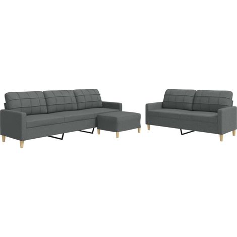 Maison Exclusive - Set di Divani 3 pz con Poggiapiedi Grigio Scuro in Tessuto