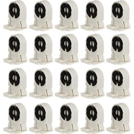 Lot de 20 douilles pour tubes fluorescents T8/G13, pour lampes domestiques (sans shunt). (1/4)