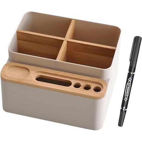 Porte-stylos en bambou, organiseur de bureau pour stylos et fournitures, rangement bureau et étude