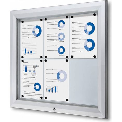 Bacheca da Esterno con Apertura a Ribalta 80,5x76x4,7 cm in Alluminio con Led Silver (1/5)