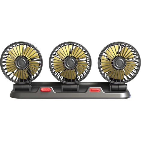 Ventilateur de voiture à 3 têtes, ventilateur de refroidissement d'air portable, ventilateur électrique silencieux, rotation à 360 ° avec 2 vitesses de vent, affichage du numéro de téléphone pour voi (1/5)